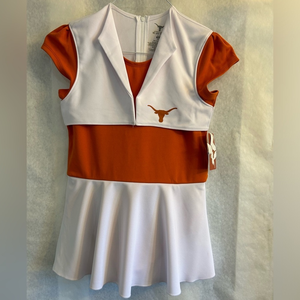 Texas Longhorns Girls Youth Cheer Dress Burnt Orange & White NWT Sz-XL (16).CC13